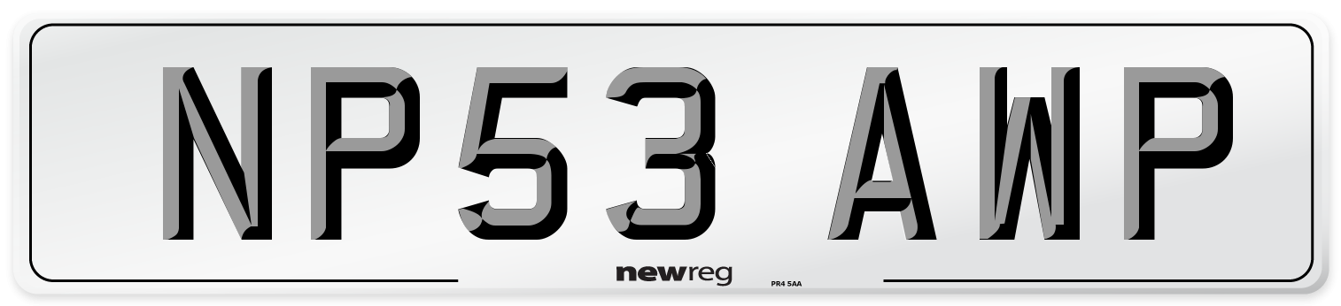 NP53 AWP Number Plate from New Reg